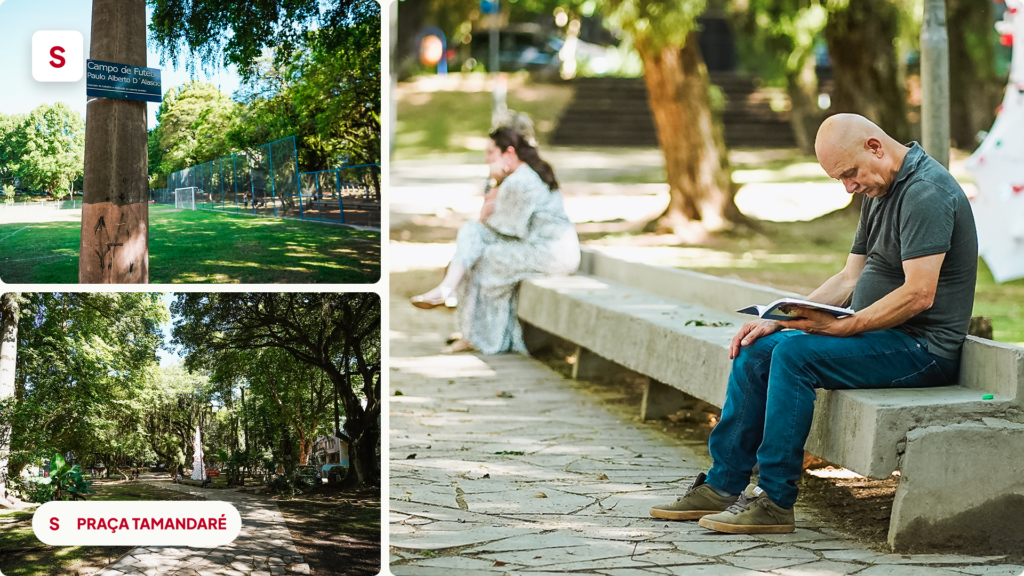 A Praça Tamandaré é uma opção de área para passeios e caminhadas no Petrópolis 