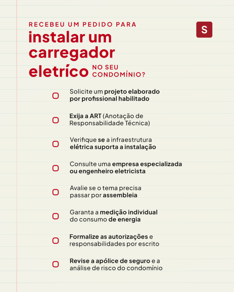 Checklist com os principais cuidados para síndicos na instalação de carregadores elétricos em condomínios